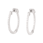 Madrid Silver Diamond Hoop Earrings by Lavana Round Cut Pave Lab Grown Diamonds