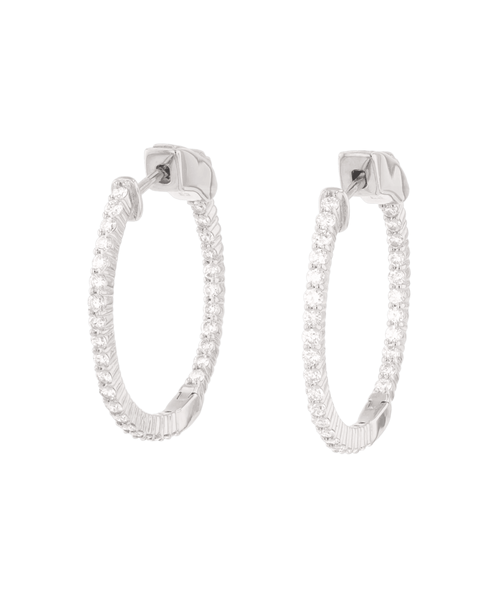 Madrid Silver Diamond Hoop Earrings by Lavana Round Cut Pave Lab Grown Diamonds