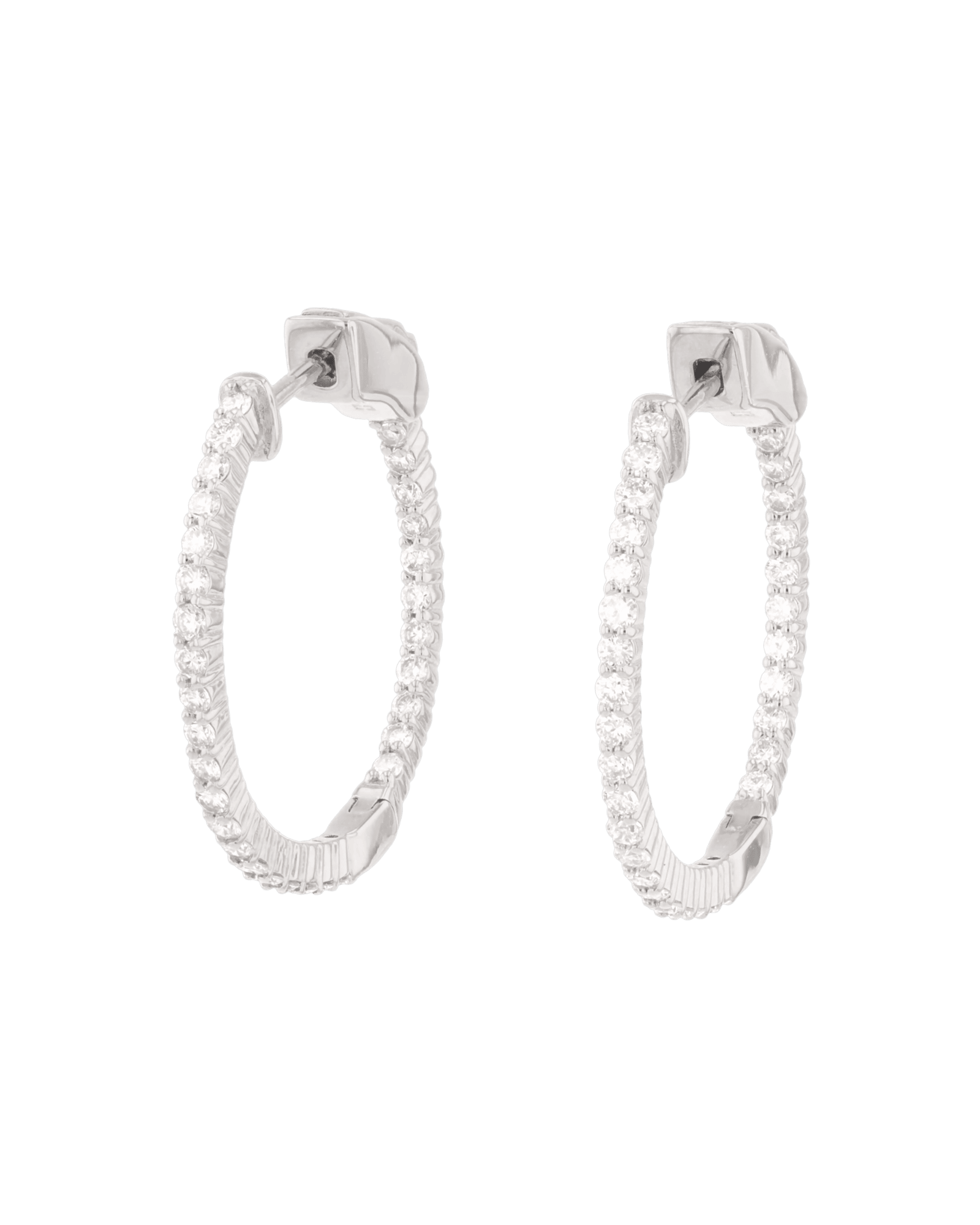 Madrid Silver Diamond Hoop Earrings by Lavana Round Cut Pave Lab Grown Diamonds