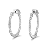 Madrid Silver Diamond Hoop Earrings by Lavana round cut pave lab grown diamonds 1