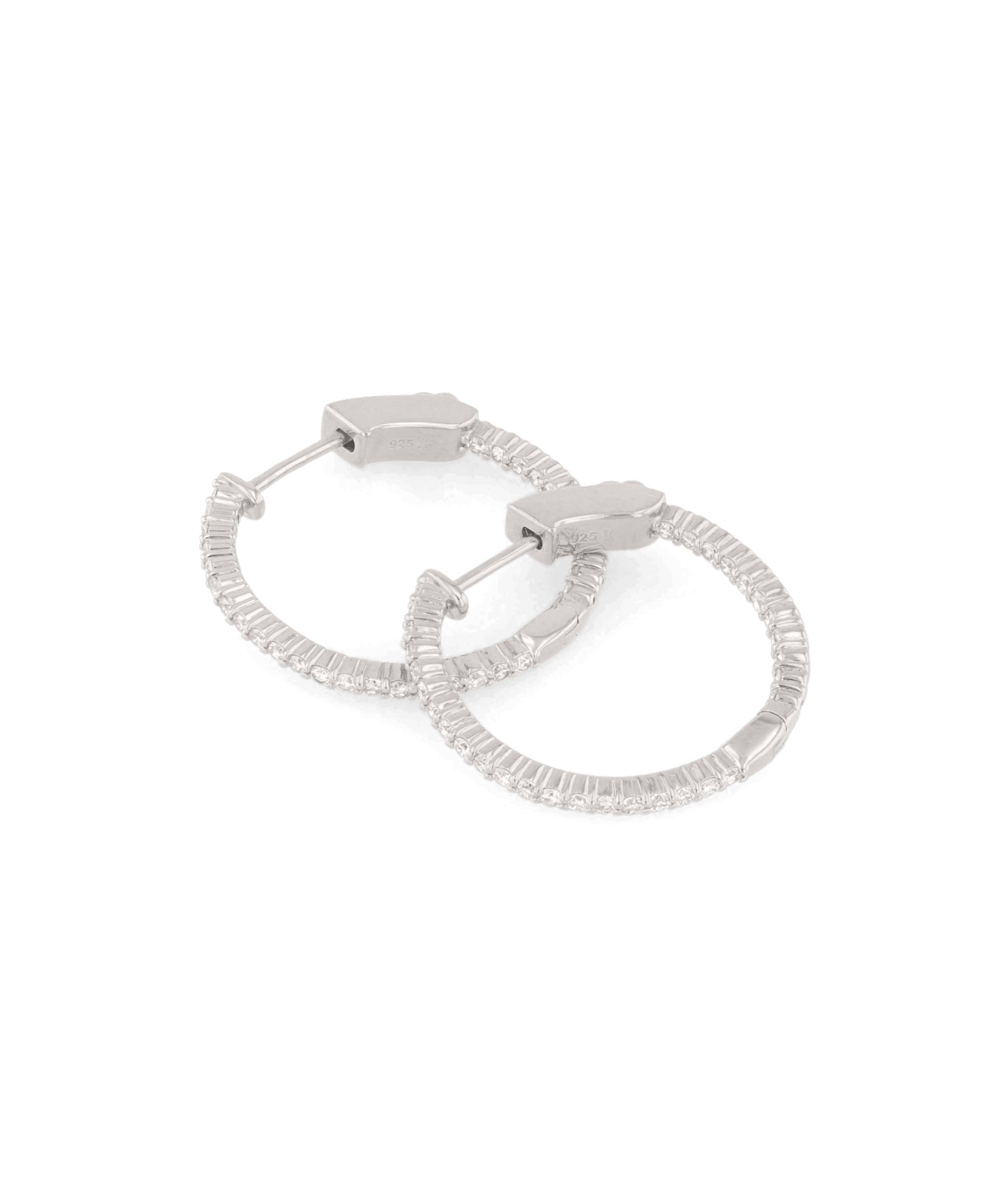 Madrid Silver Diamond Hoop Earrings by Lavana Round Cut Pave Lab Grown Diamonds