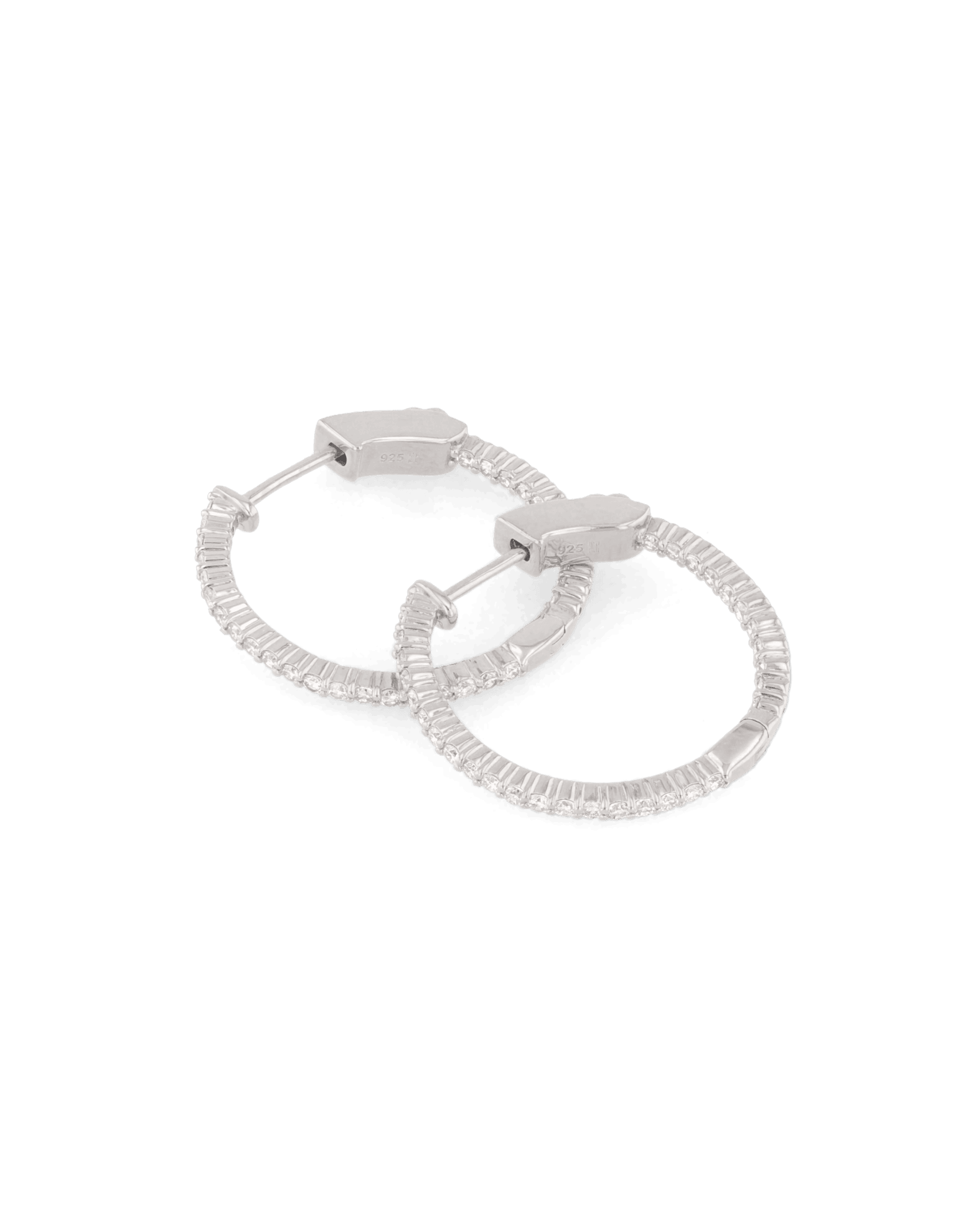 Madrid Silver Diamond Hoop Earrings by Lavana Round Cut Pave Lab Grown Diamonds