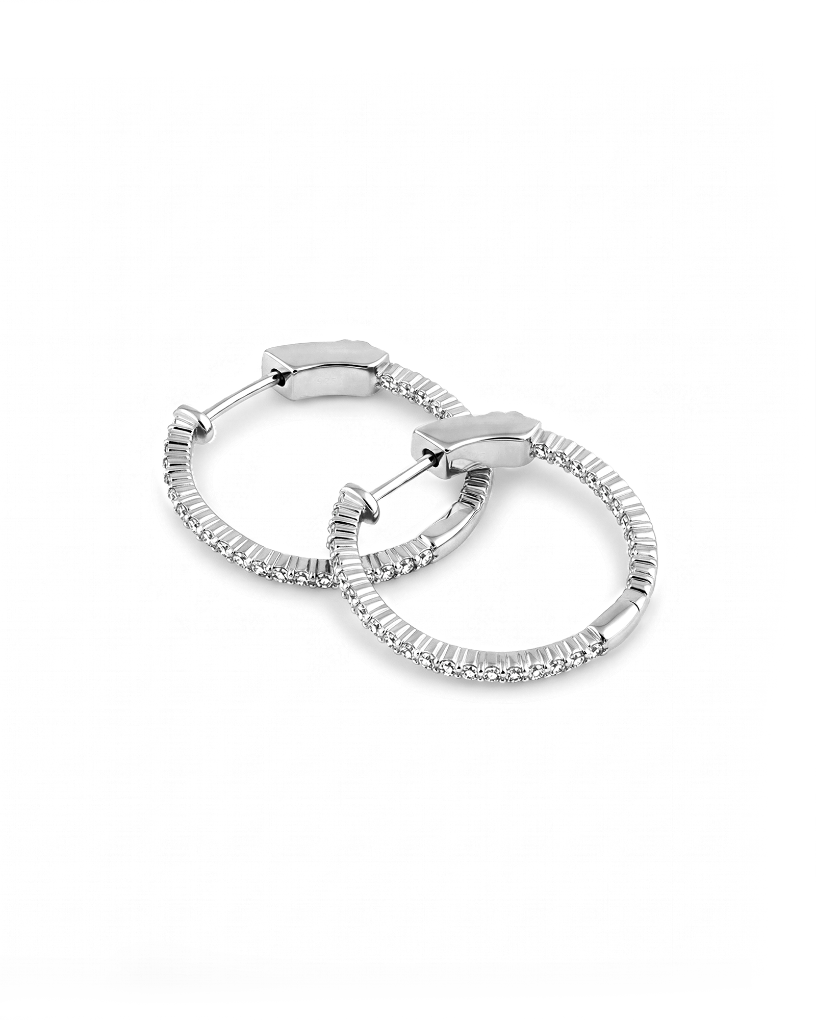 Madrid Silver Diamond Hoop Earrings by Lavana Round Cut Pave Lab Grown Diamonds