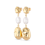 Majorca Gold Pearl Drop Earrings by LAVANA, organic open curves with central freshwater pearl