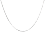 Mali Sterling Silver Box Chain Necklace by Lavana, with sleek, square link profile, front view