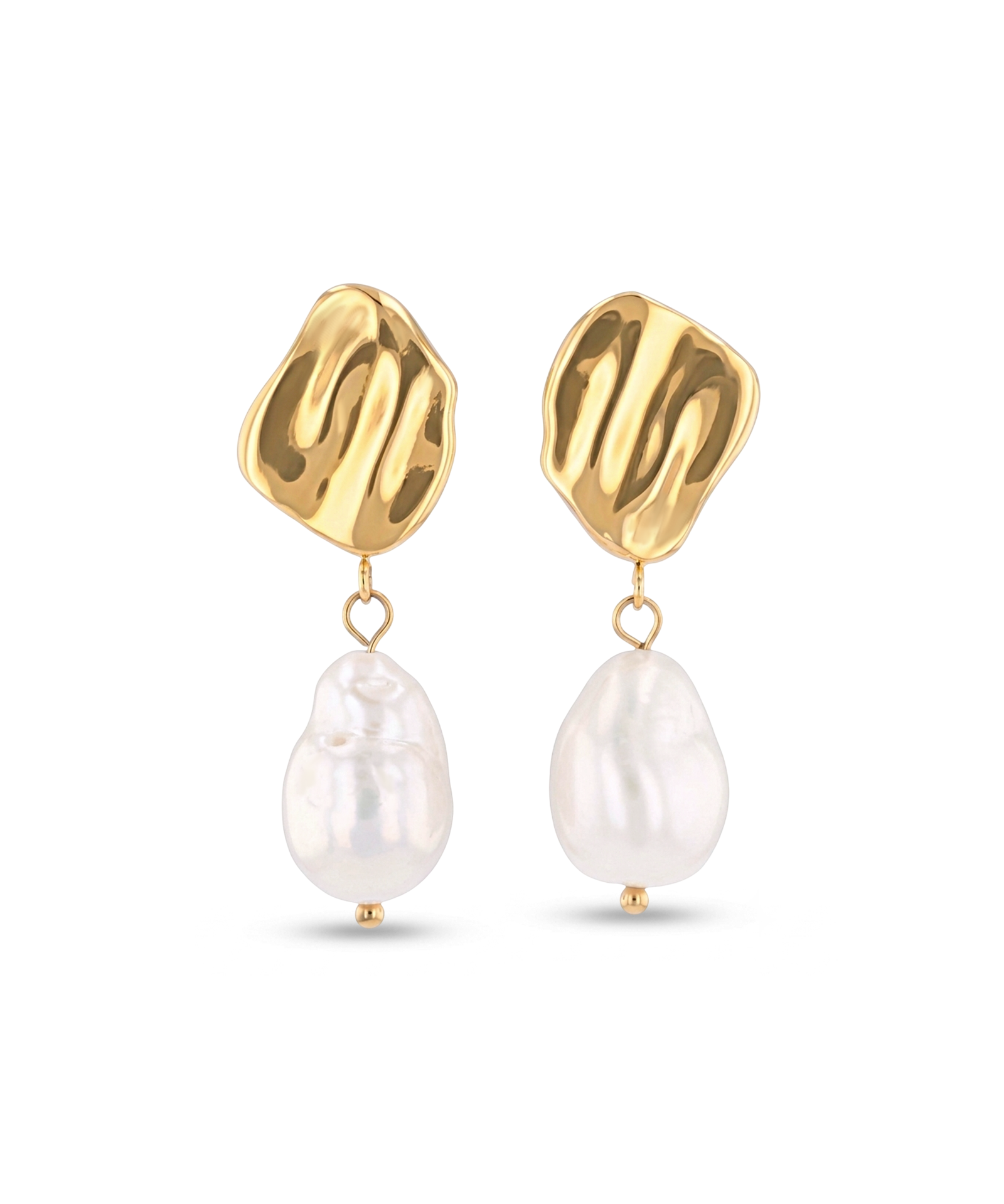 Menton pearl earrings by LAVANA, stud earring textured organic stud with freshwater pearl drop