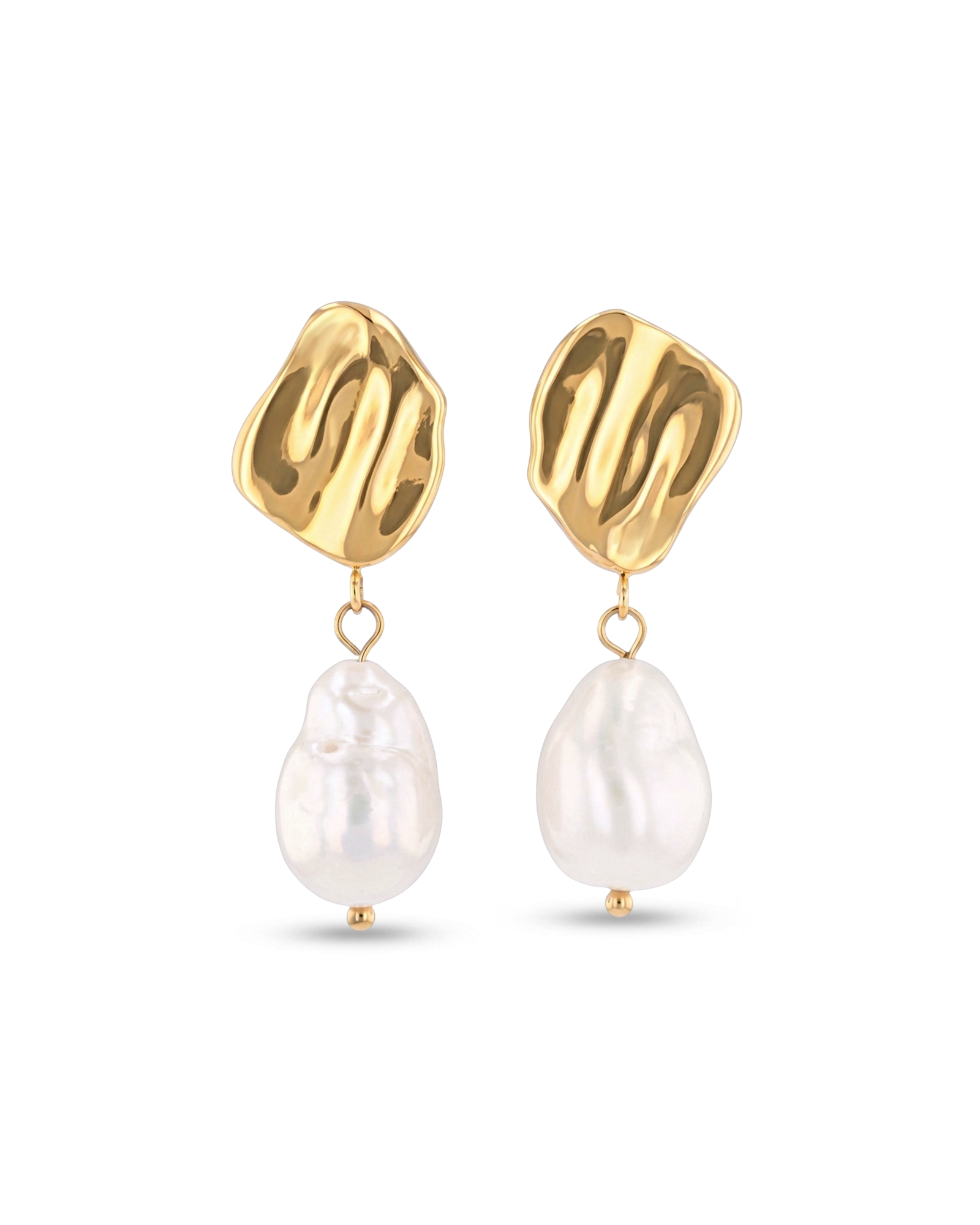 Menton pearl earrings by LAVANA, stud earring textured organic stud with freshwater pearl drop
