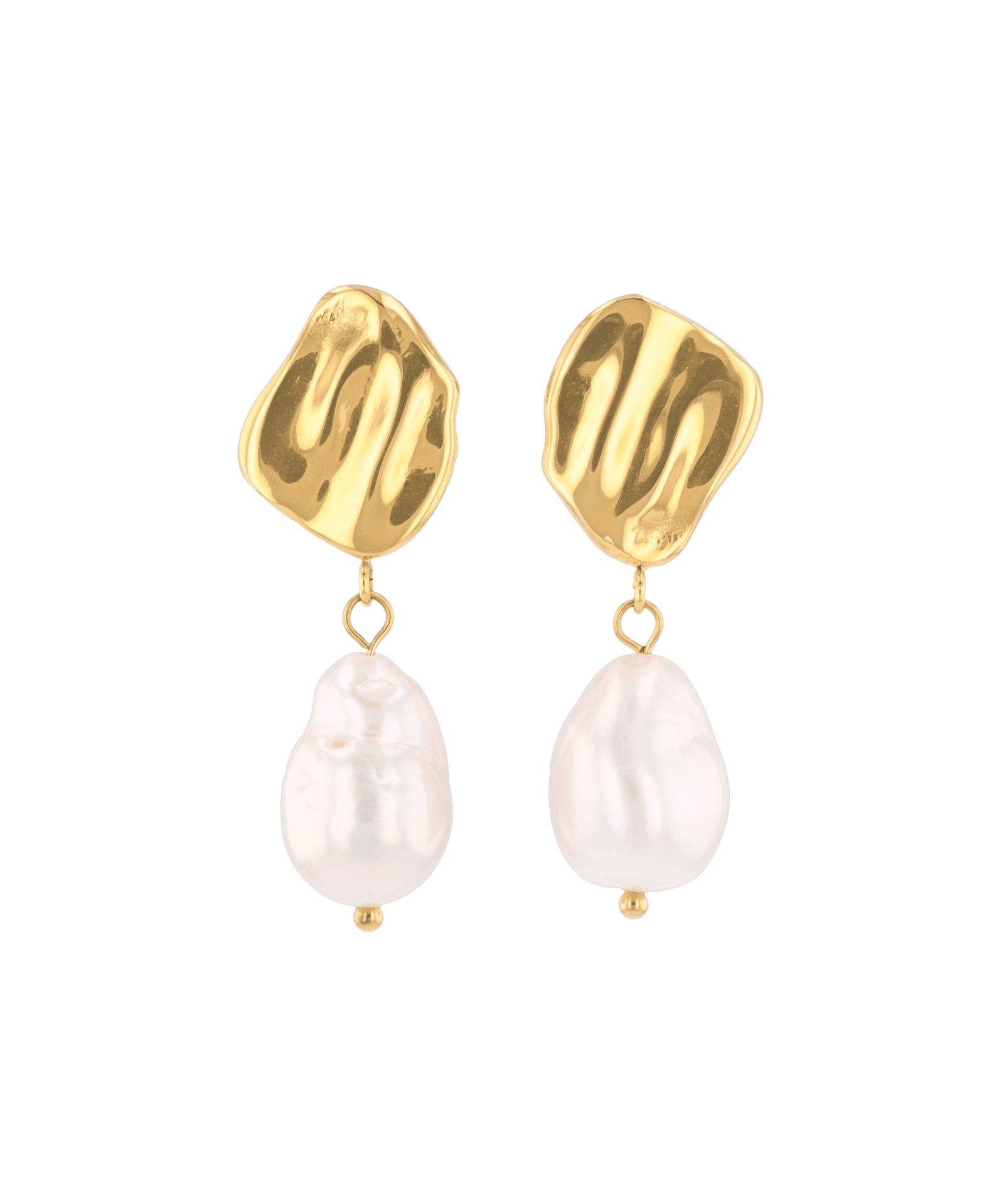 Menton pearl earrings by LAVANA, stud earring textured organic stud with freshwater pearl drop