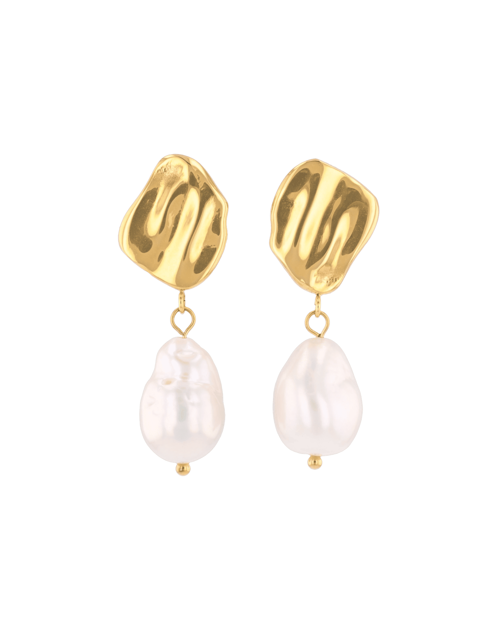 Menton pearl earrings by LAVANA, stud earring textured organic stud with freshwater pearl drop