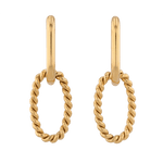 Mia Convertible Gold Hoop Earrings by LAVANA, polished hoop with removable twisted ring drop