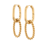 Mia Convertible Gold Hoop Earrings by LAVANA, polished hoop with removable twisted ring drop