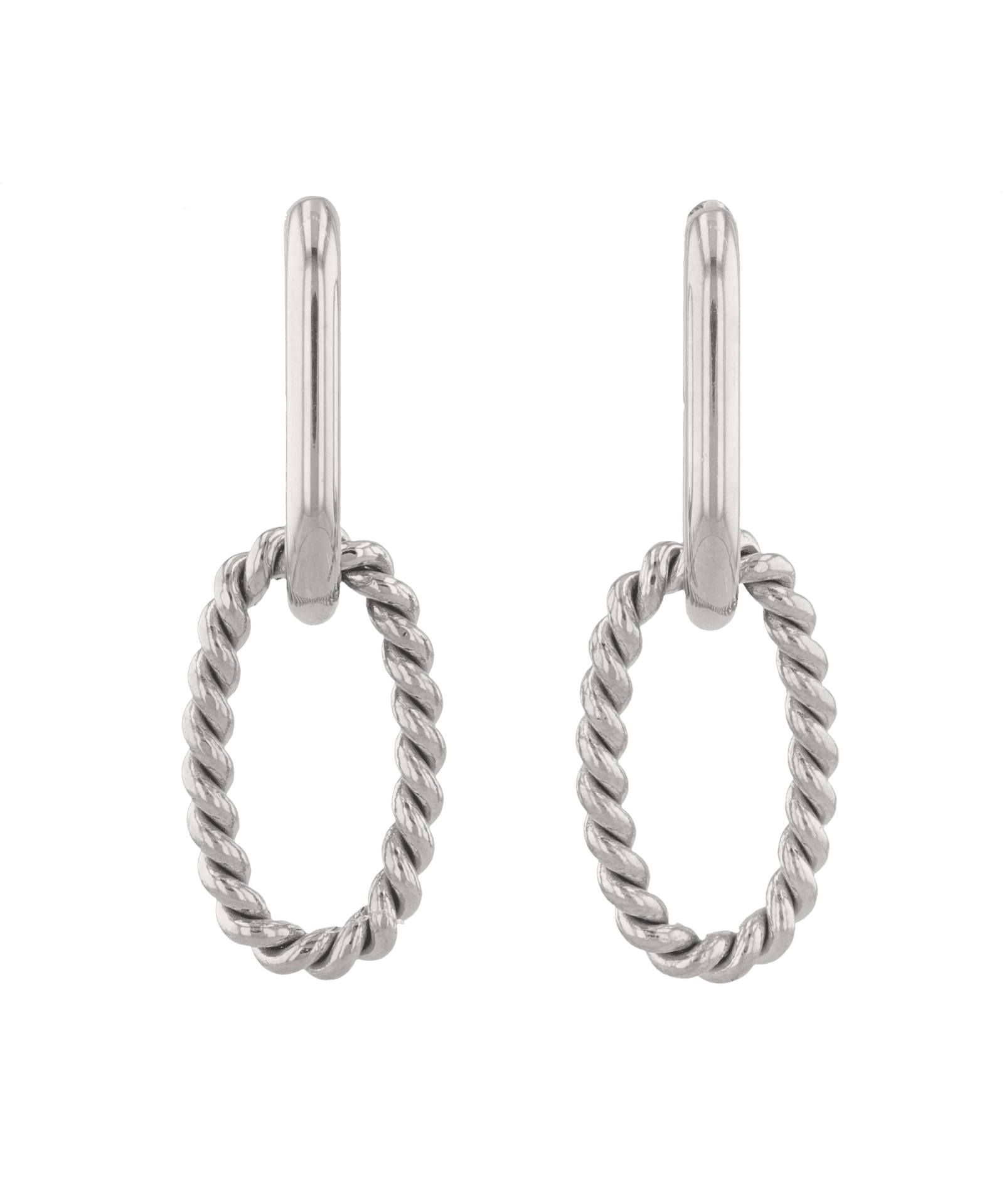 Mia Convertible Silver Hoop Earrings by LAVANA, polished hoop with removable twisted ring drop