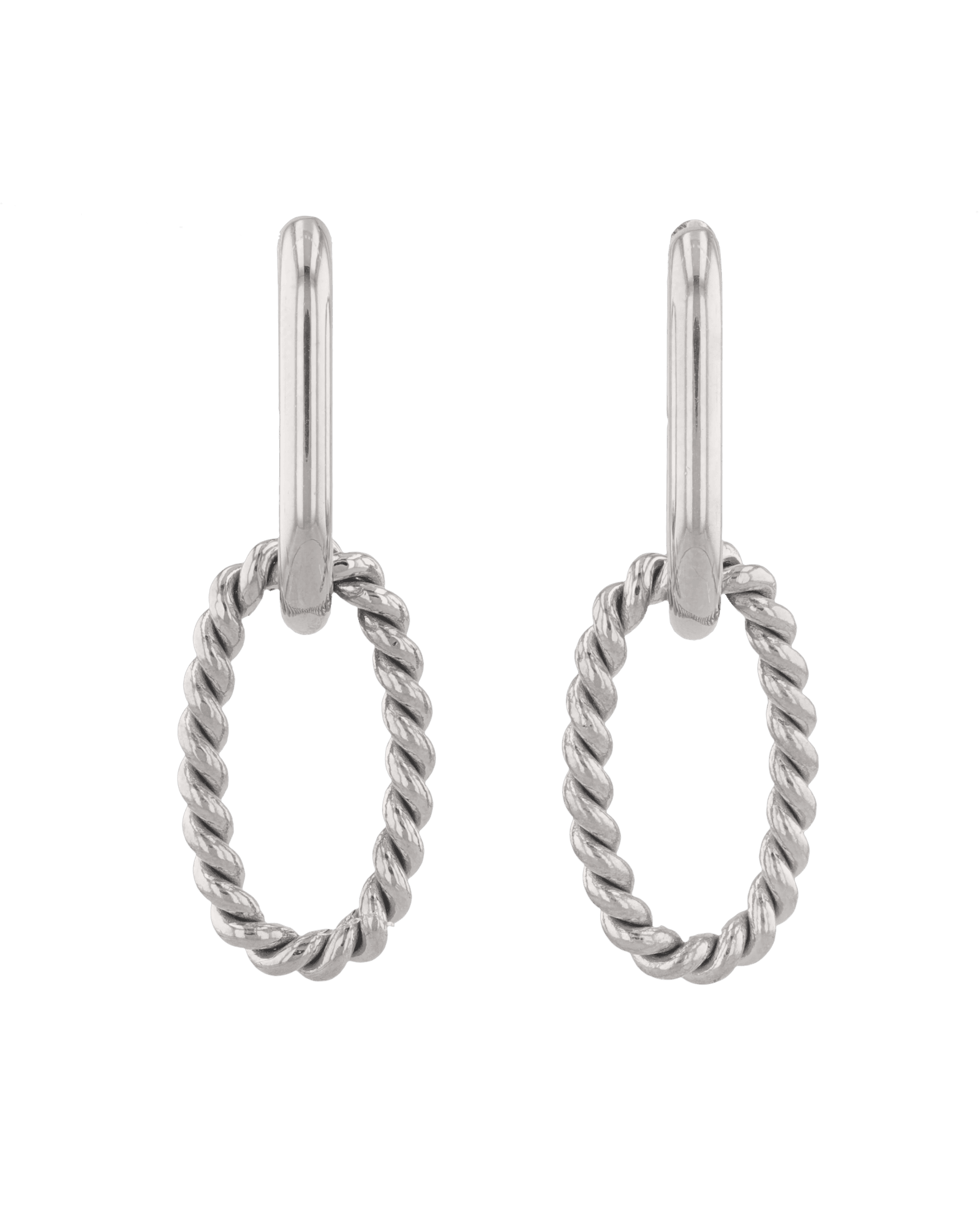 Mia Convertible Silver Hoop Earrings by LAVANA, polished hoop with removable twisted ring drop