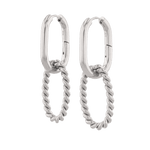 Mia Convertible Silver Hoop Earrings by LAVANA, polished hoop with removable twisted ring drop