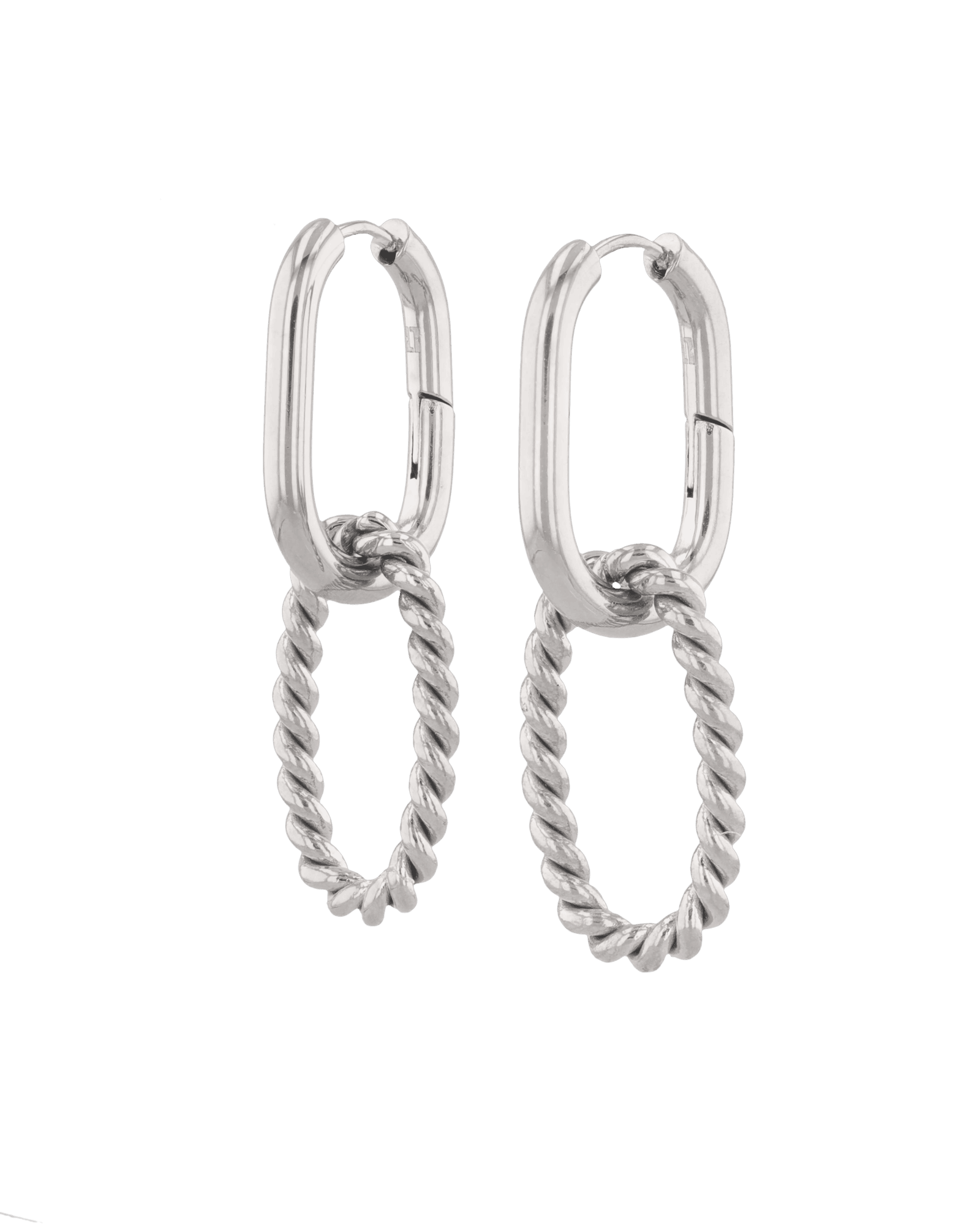 Mia Convertible Silver Hoop Earrings by LAVANA, polished hoop with removable twisted ring drop