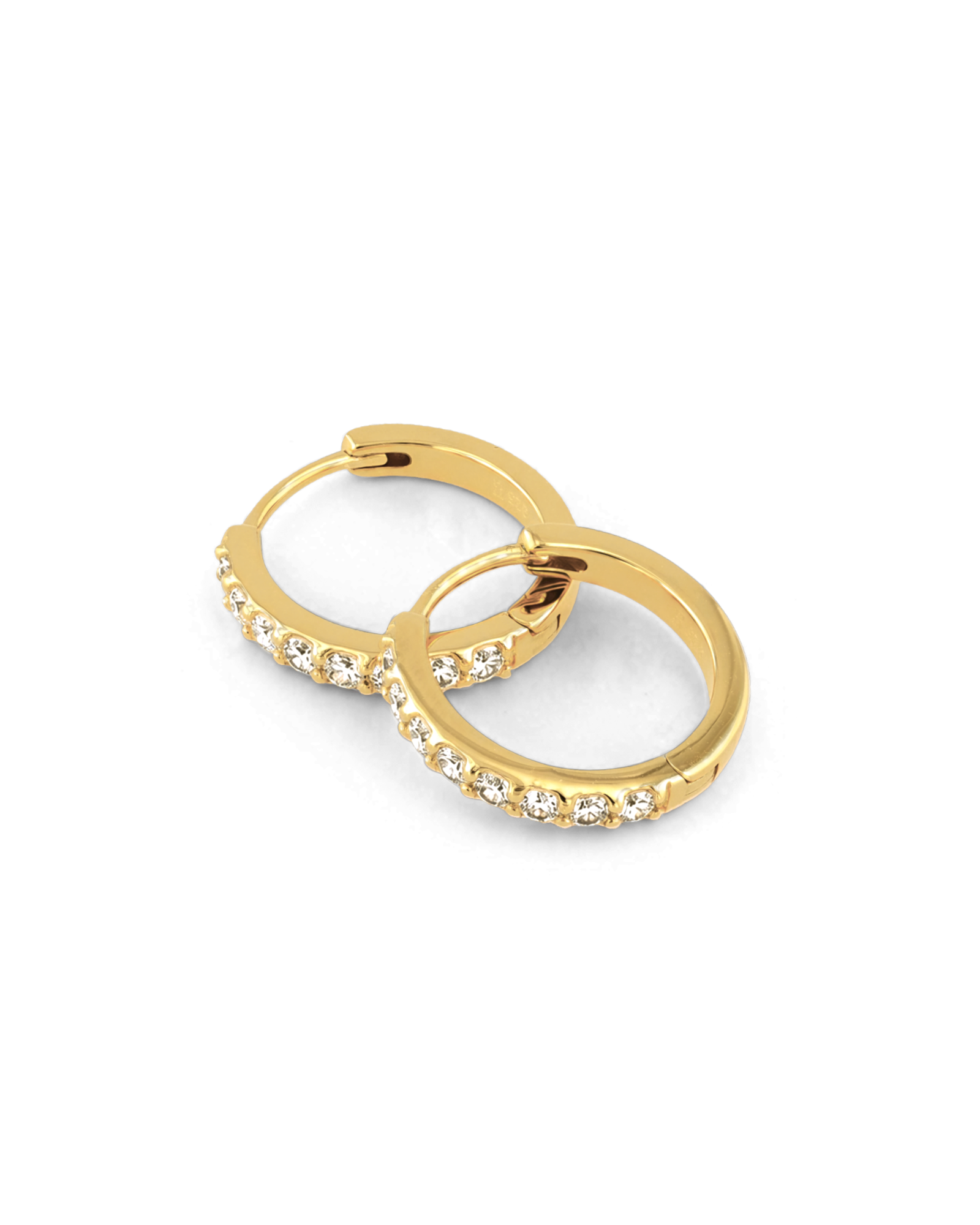 Miami Gold Diamond Huggie Earrings by Lavana 18k gold vermeil hoops round cut lab grown diamonds 2