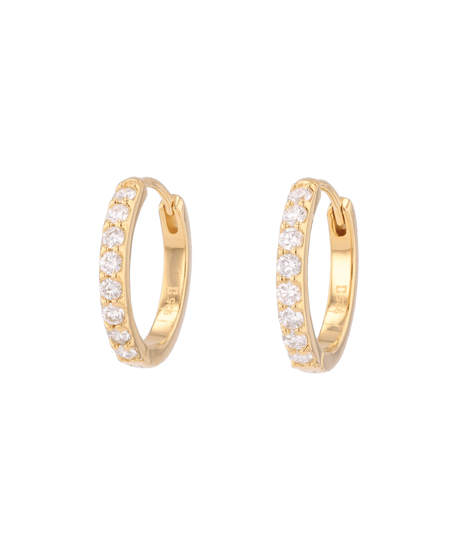 Miami Gold Diamond Huggie Earrings by Lavana 18k Gold Vermeil Hoops Round Cut Lab Grown Diamonds
