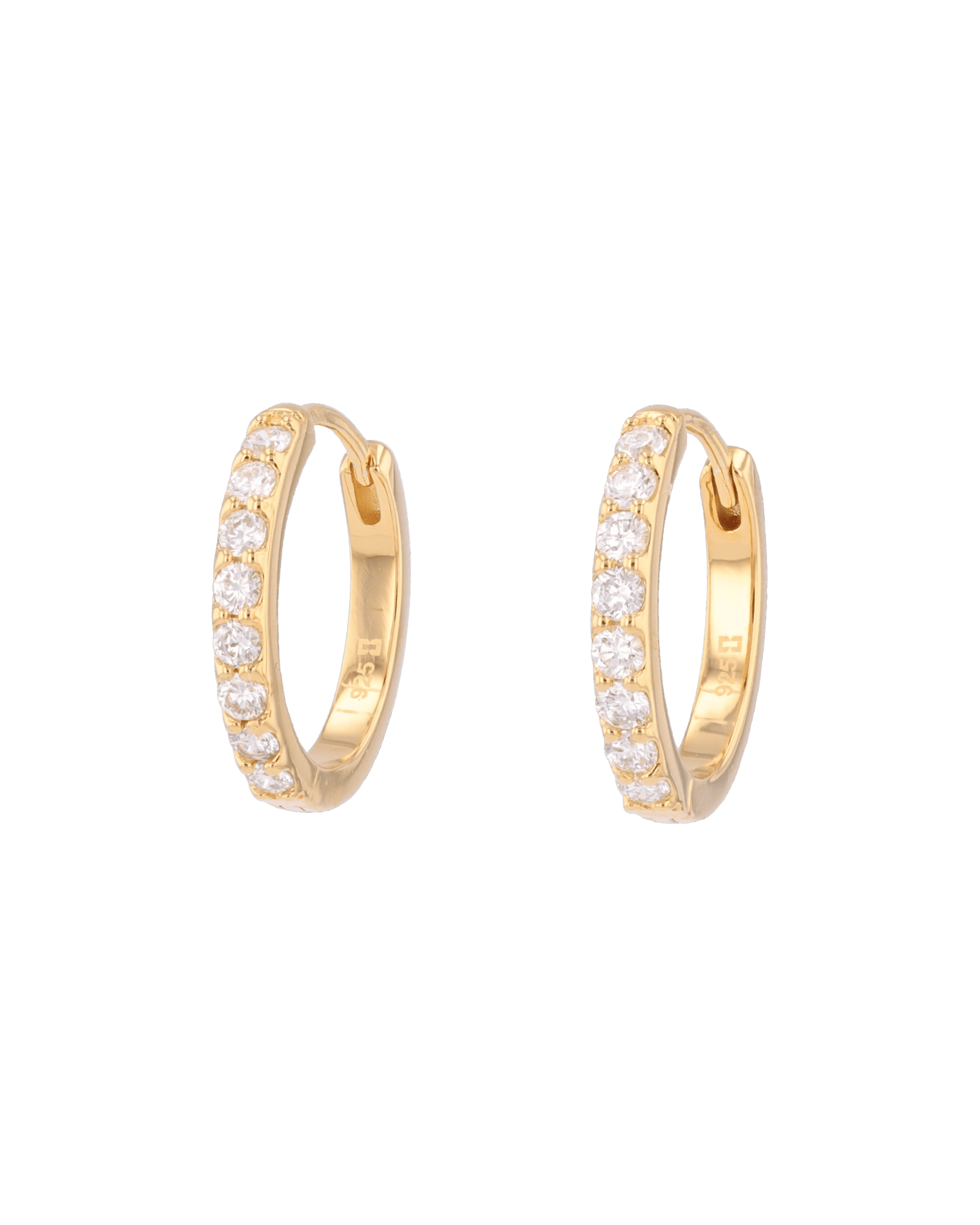 Miami Gold Diamond Huggie Earrings by Lavana 18k Gold Vermeil Hoops Round Cut Lab Grown Diamonds