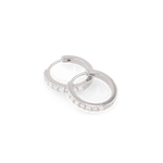 Miami Silver Diamond Huggie Earrings by Lavana Sterling Silver Hoops Round Cut Lab Grown Diamonds