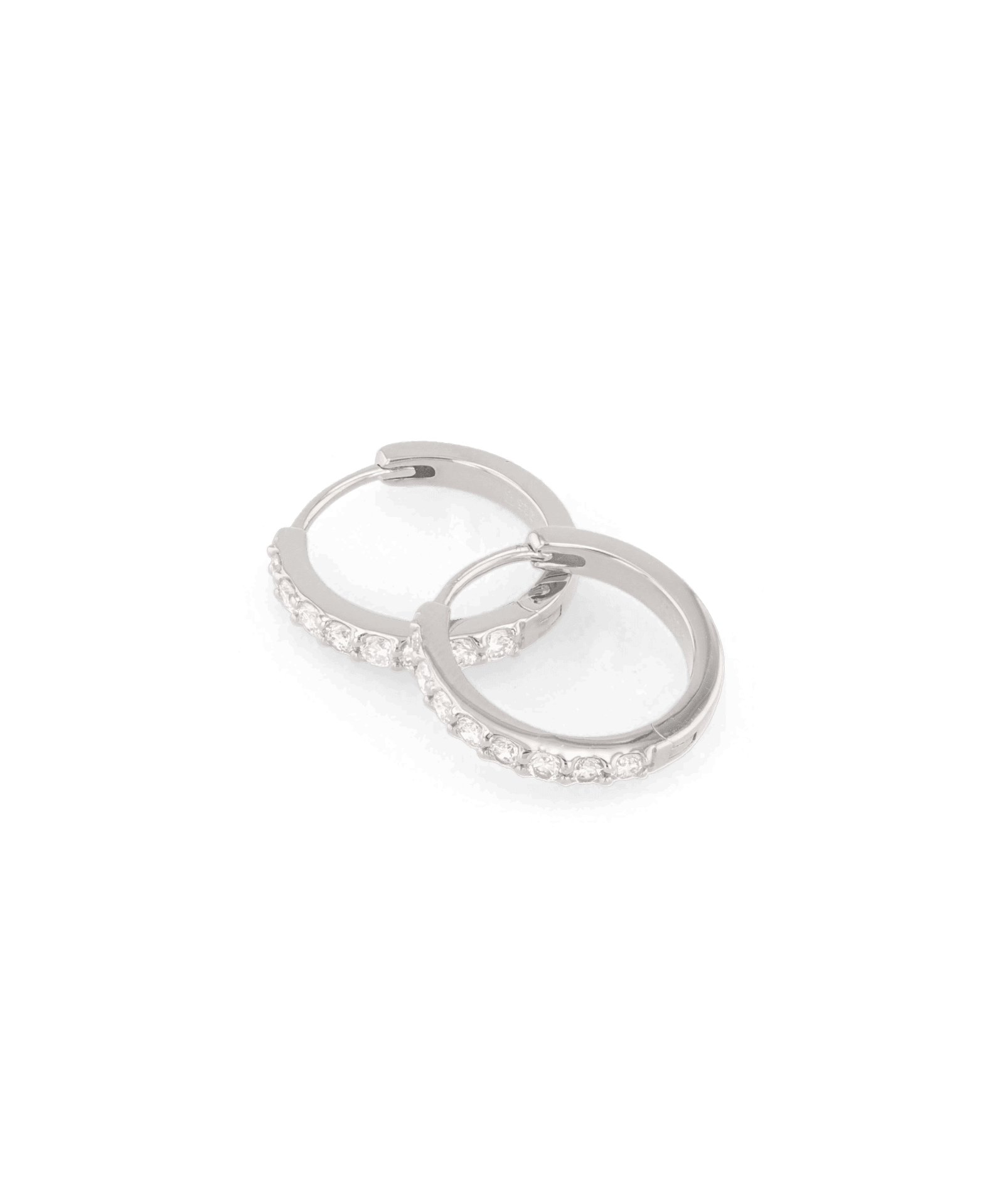 Miami Silver Diamond Huggie Earrings by Lavana Sterling Silver Hoops Round Cut Lab Grown Diamonds