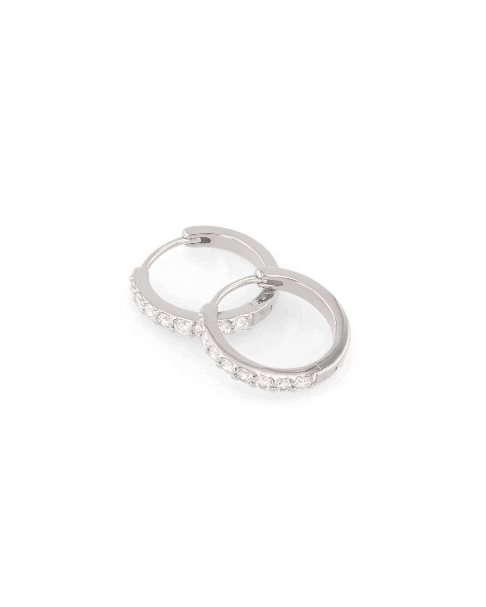 Miami Silver Diamond Huggie Earrings by Lavana Sterling Silver Hoops Round Cut Lab Grown Diamonds