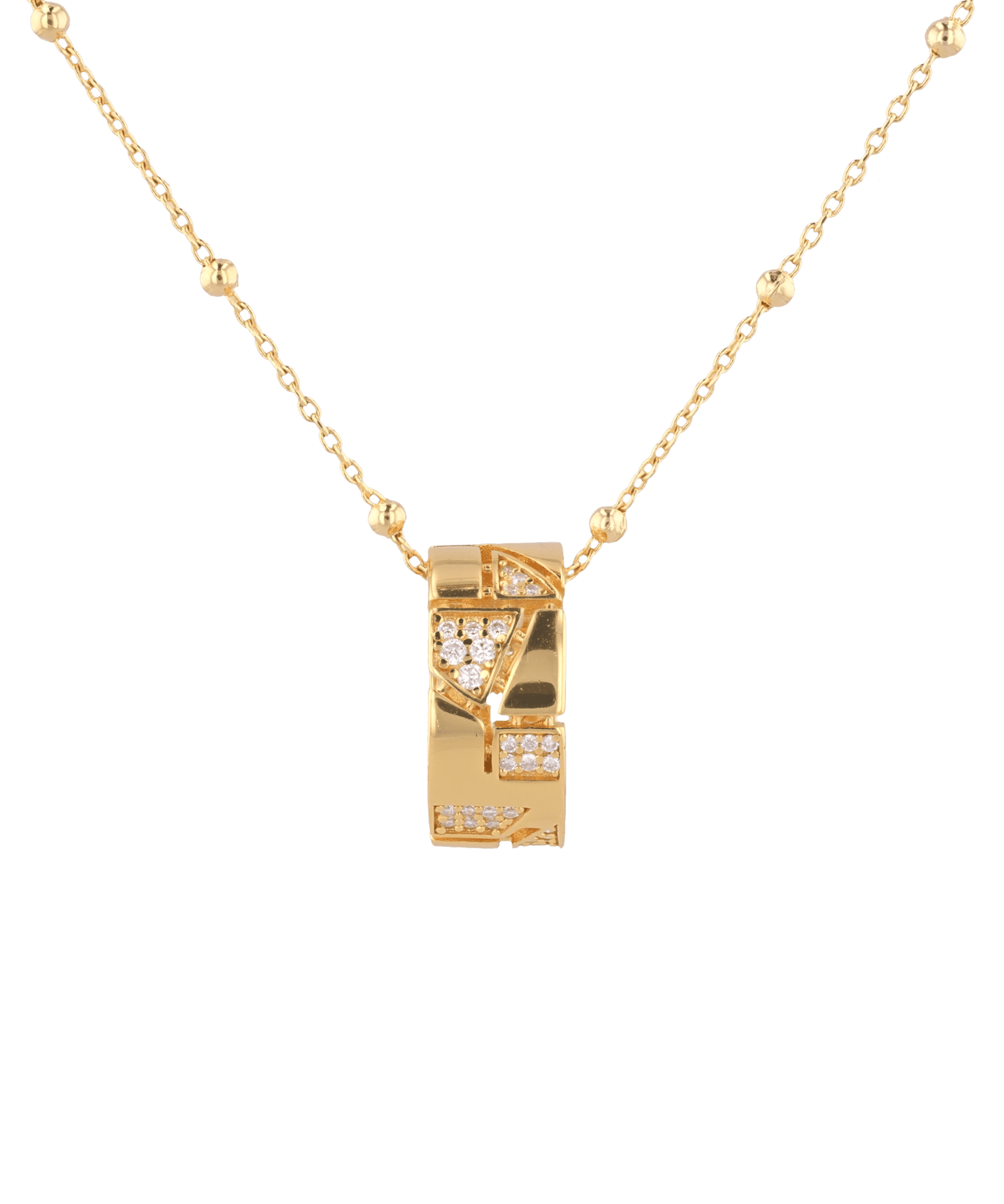 Milano Jigsaw Gold Diamond Pendant with lab grown diamonds by Lavana