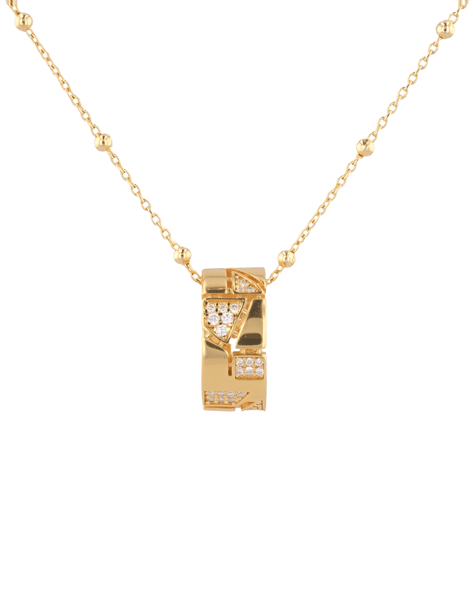 Milano Jigsaw Gold Diamond Pendant with lab grown diamonds by Lavana