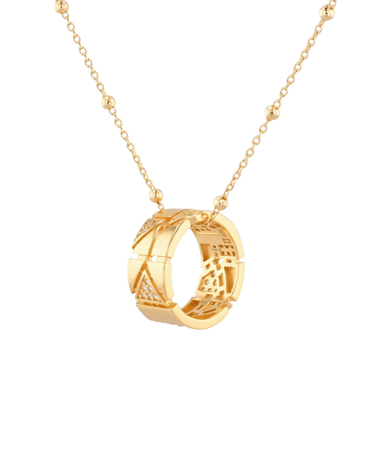 Milano Jigsaw Gold Diamond Pendant with lab grown diamonds by Lavana
