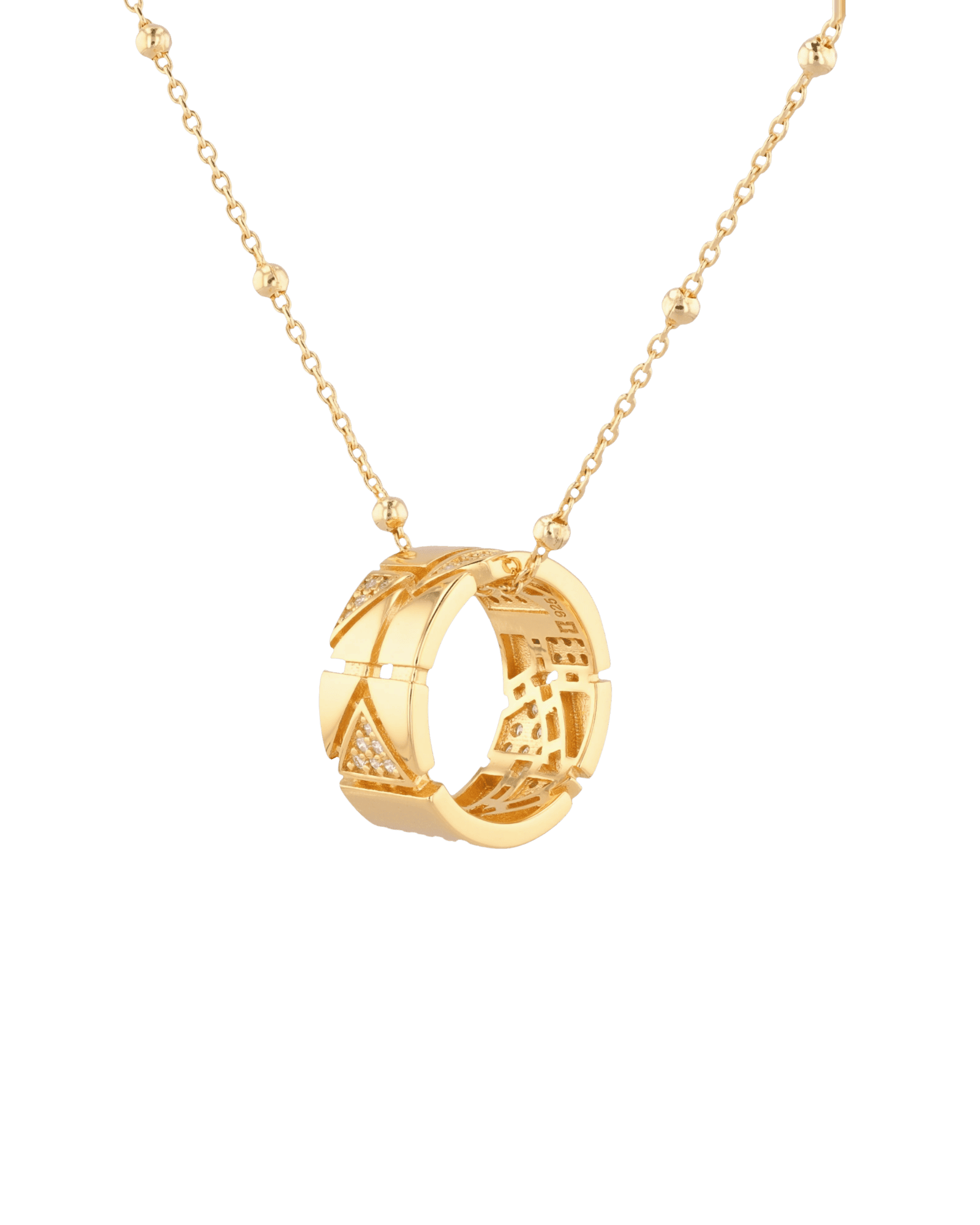 Milano Jigsaw Gold Diamond Pendant with lab grown diamonds by Lavana