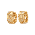 Milano Jigsaw Gold Vermeil Hoop Earrings by Lavana – Interlocking panels with lab grown diamond and polished sections