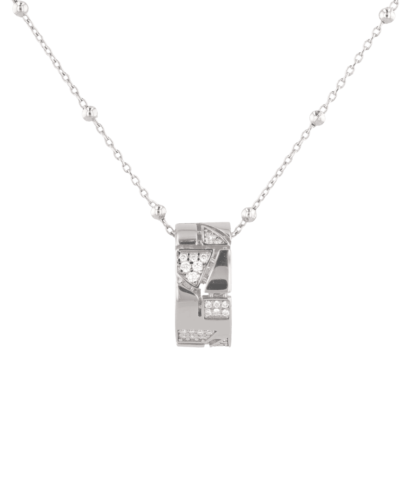 Milano Jigsaw Silver Diamond Pendant with lab grown diamonds by Lavana