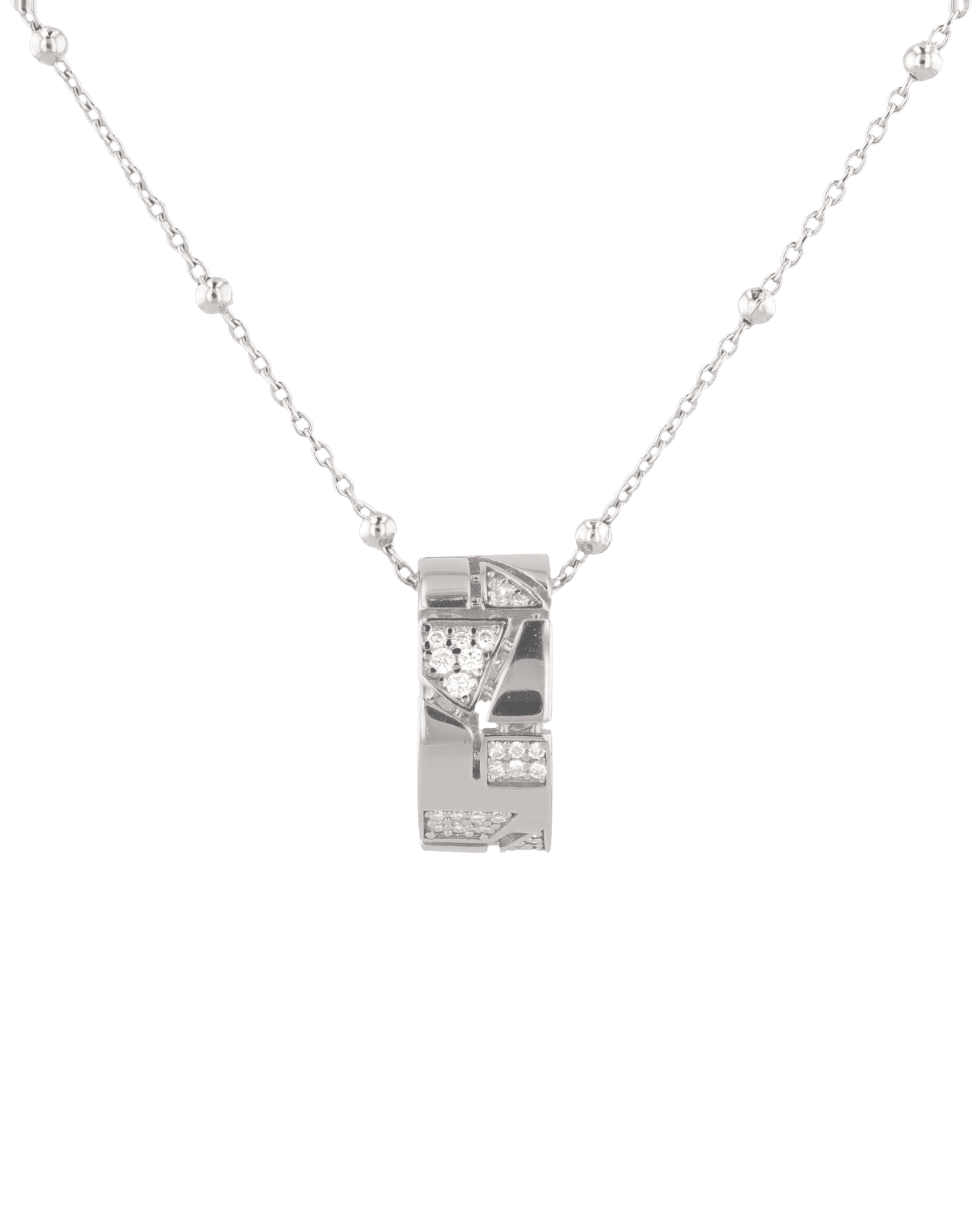 Milano Jigsaw Silver Diamond Pendant with lab grown diamonds by Lavana