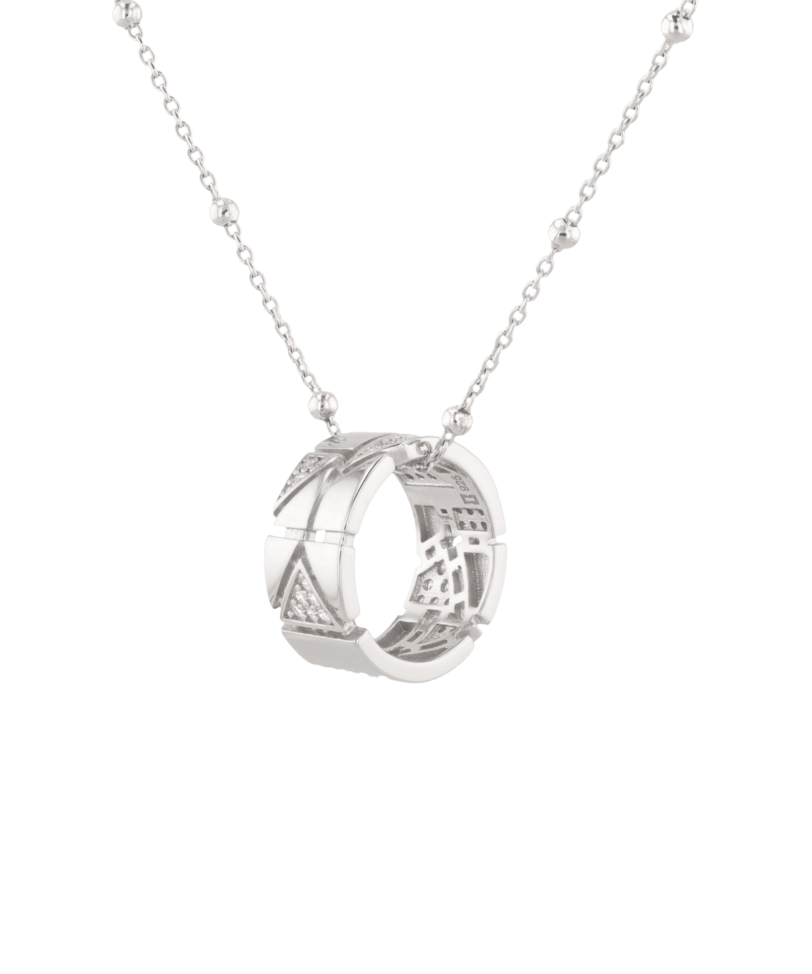 Milano Jigsaw Silver Diamond Pendant with lab grown diamonds by Lavana