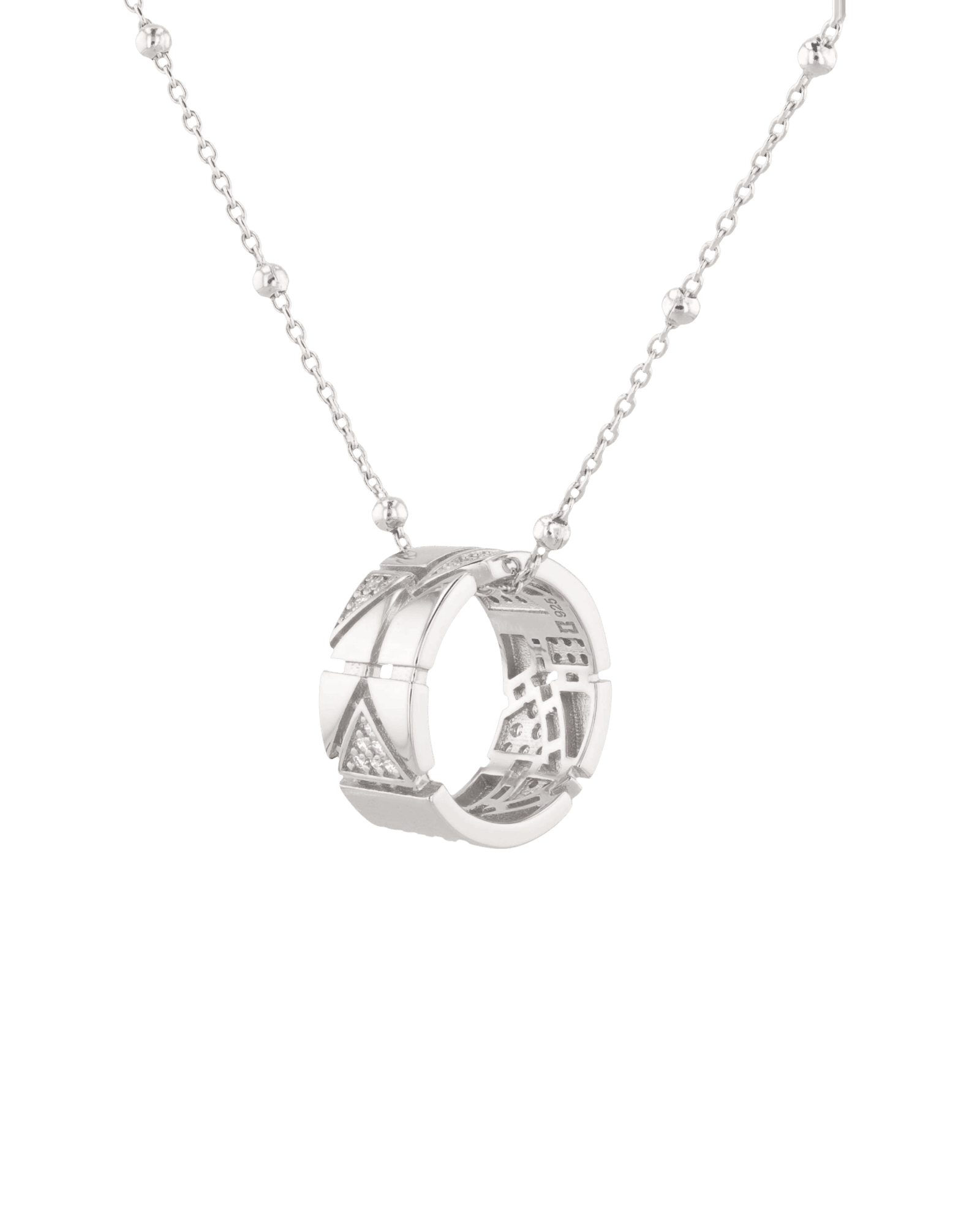 Milano Jigsaw Silver Diamond Pendant with lab grown diamonds by Lavana