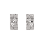 Milano Jigsaw Silver Hoop Earrings by Lavana – Interlocking panels with lab grown diamond and polished sections