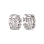 Milano Jigsaw Silver Hoop Earrings by Lavana – Interlocking panels with lab grown diamond and polished sections