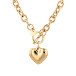 Mod Heart Gold Chain Necklace by Lavana, chunky rolo chain with polished heart charm, front view