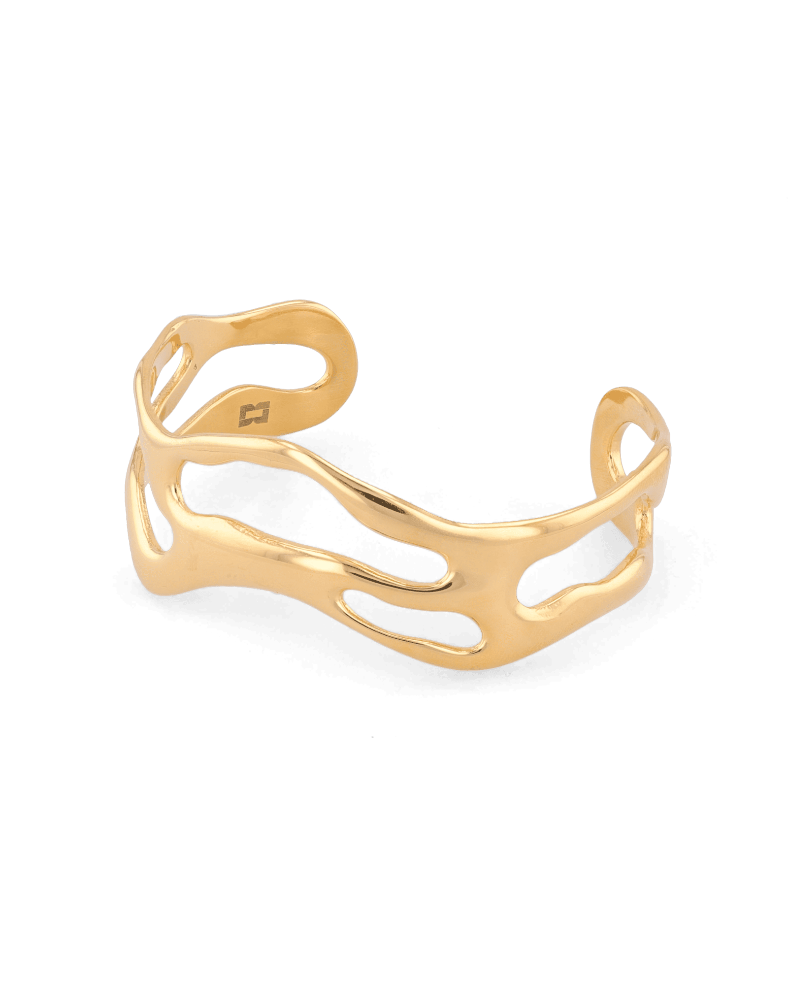 Molten Open Gold Cuff Bracelet by Lavana, sculptural openwork silhouette