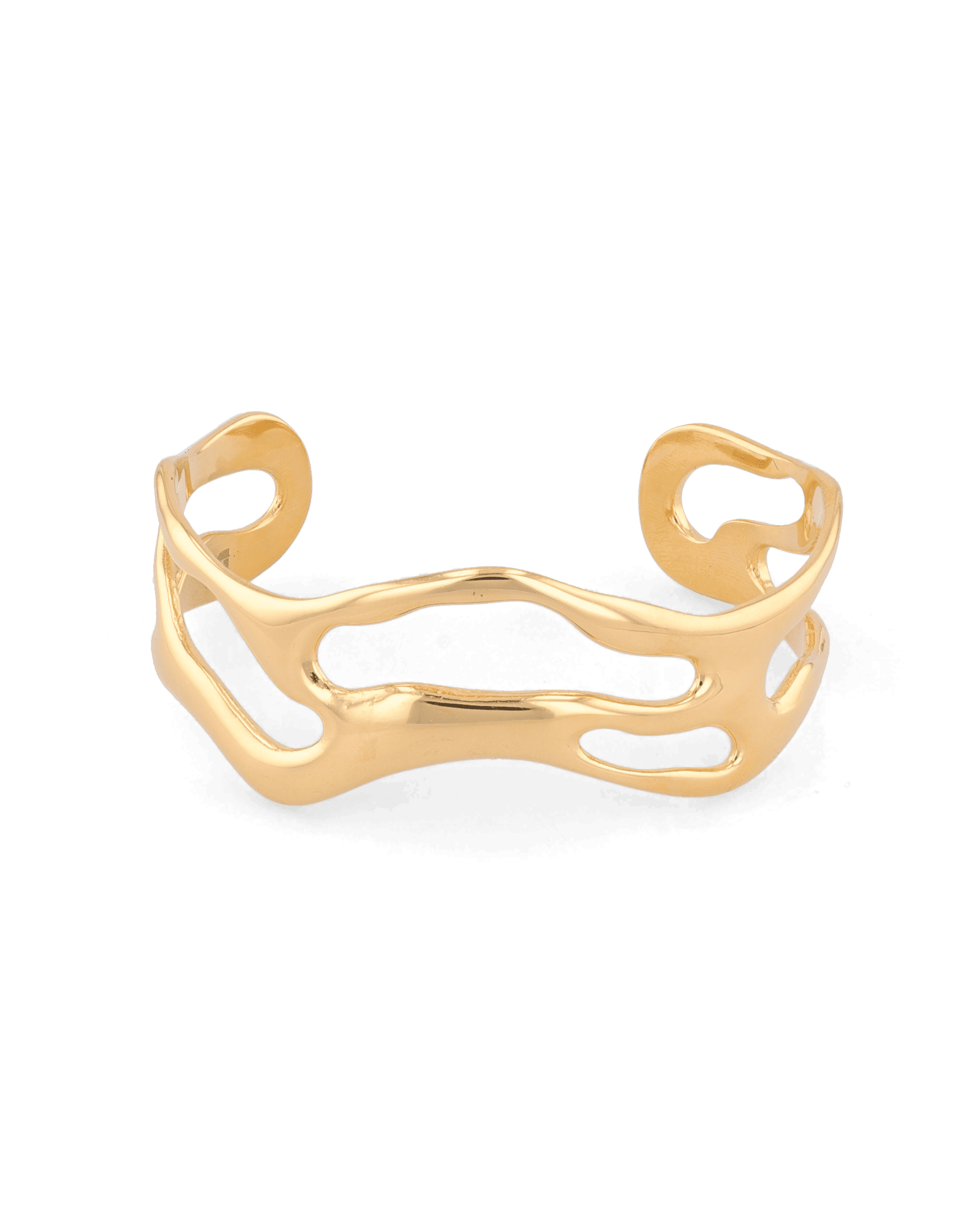 Molten Open Gold Cuff Bracelet by Lavana, sculptural openwork silhouette