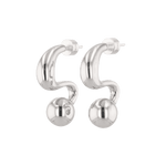 Molten Orb Silver Stud Earrings by Lavana, sculptural stud with polished orb accent