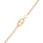 Monaco Gold Pearl Bracelet by LAVANA, freshwater pearl double strand bracelet with textured link detail