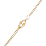 Monaco Gold Pearl Bracelet by LAVANA, freshwater pearl double strand bracelet with textured link detail 2