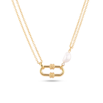 Monaco Gold Pearl Necklace by LAVANA, double strand necklace with textured link detail