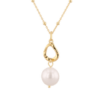 Mondello Gold Pearl Pendant by Lavana with sculptural teardrop and freshwater pearl