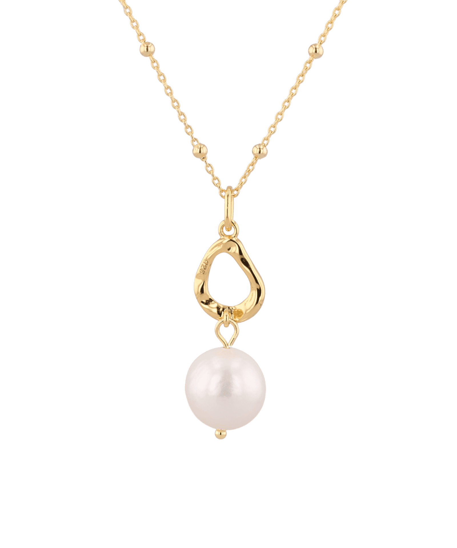 Mondello Gold Pearl Pendant by Lavana with sculptural teardrop and freshwater pearl
