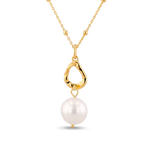 Mondello Gold Pearl Pendant by Lavana with sculptural teardrop and freshwater pearl