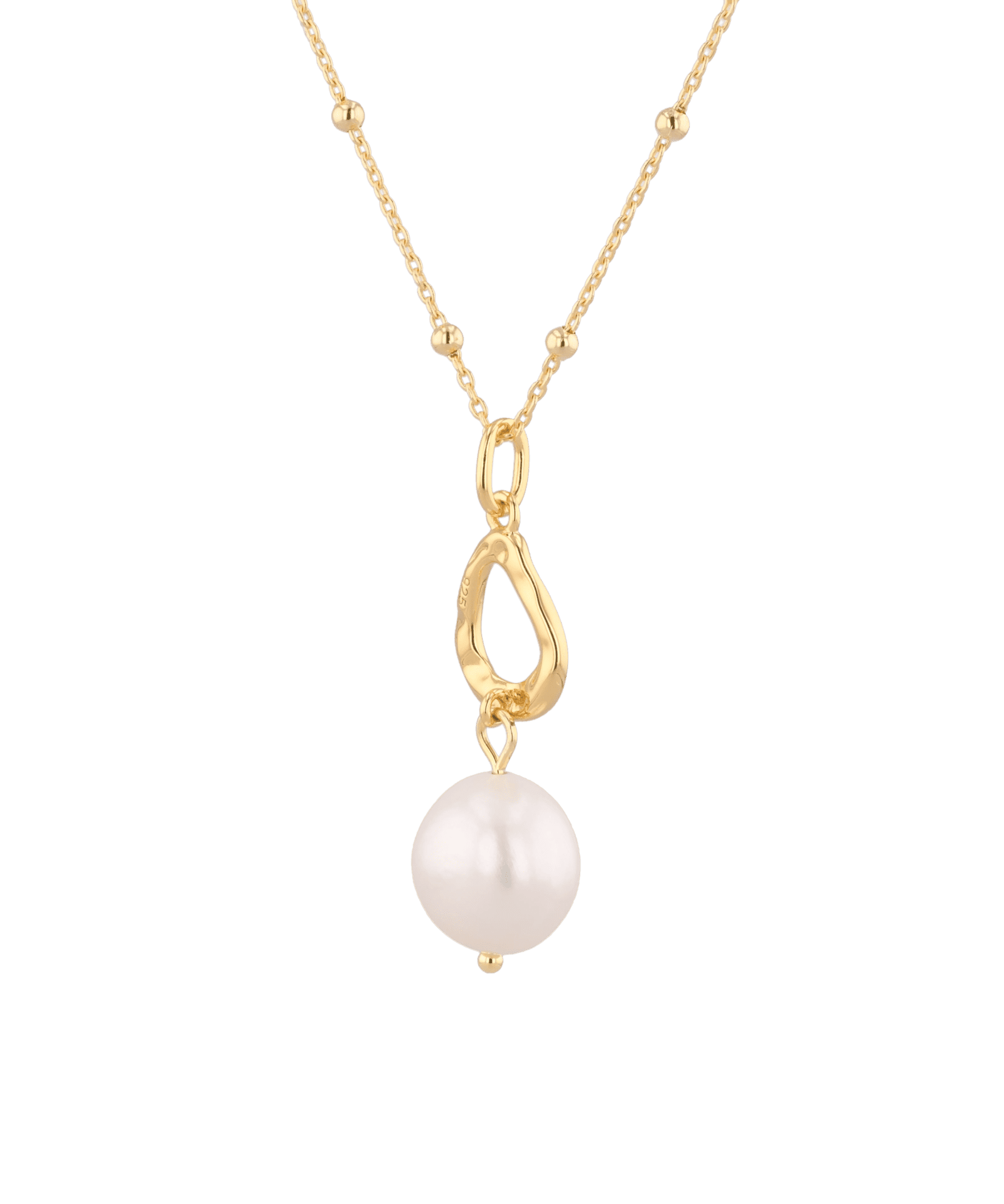 Mondello Gold Pearl Pendant by Lavana with sculptural teardrop and freshwater pearl