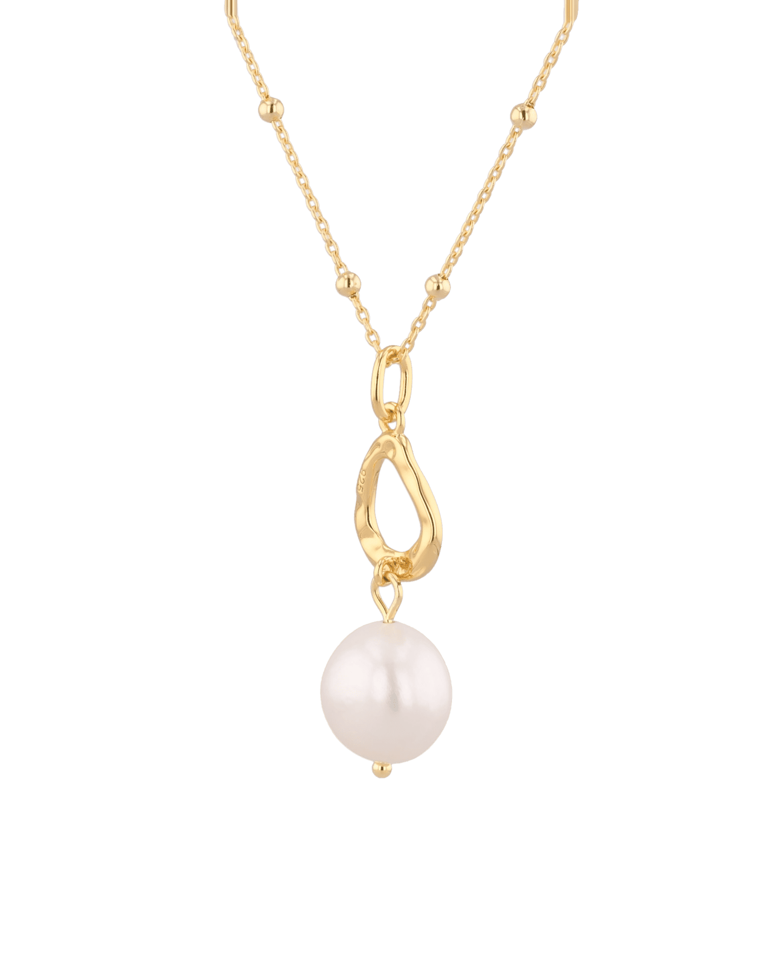 Mondello Gold Pearl Pendant by Lavana with sculptural teardrop and freshwater pearl