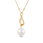 Mondello Gold Pearl Pendant by Lavana with sculptural teardrop and freshwater pearl