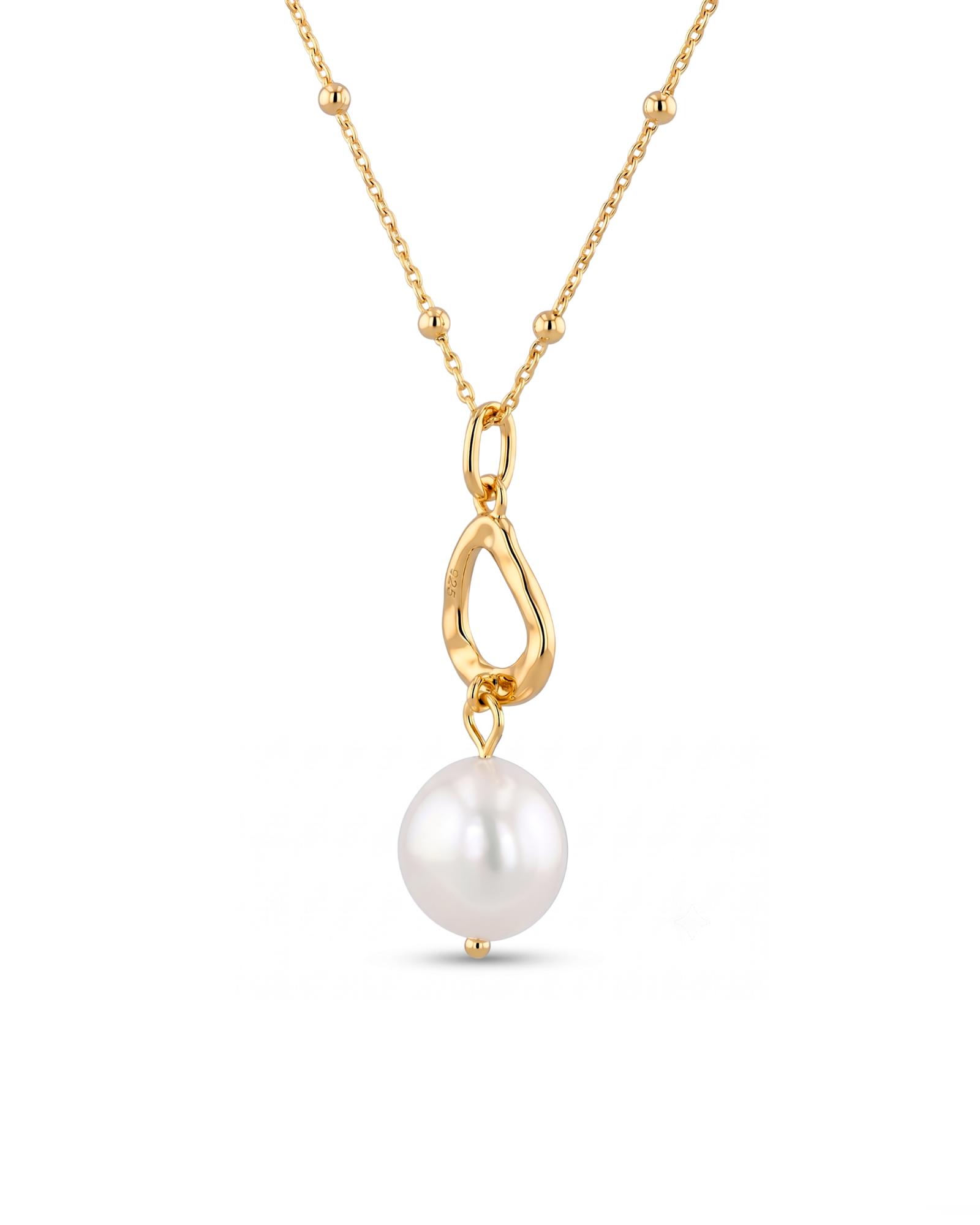 Mondello Gold Pearl Pendant by Lavana with sculptural teardrop and freshwater pearl